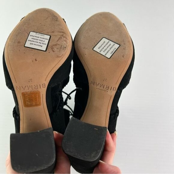 ALEXANDRE BIRMAN Booties womens size 7 Black Suede Lace-Up Open Toe - Picture 12 of 13